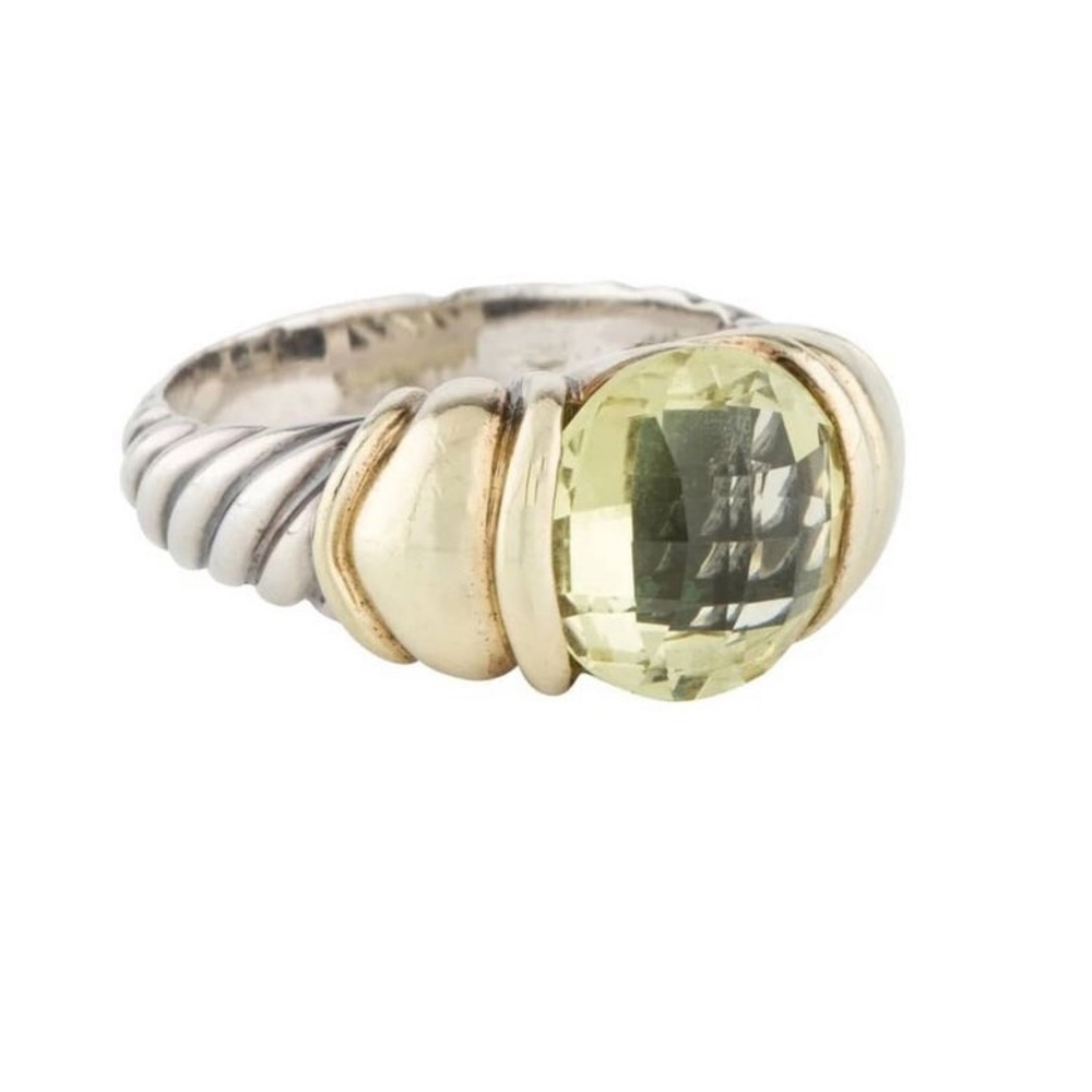 David Yurman 14k Yellow Gold Sterling Silver Citrine Capri Ring - size 5